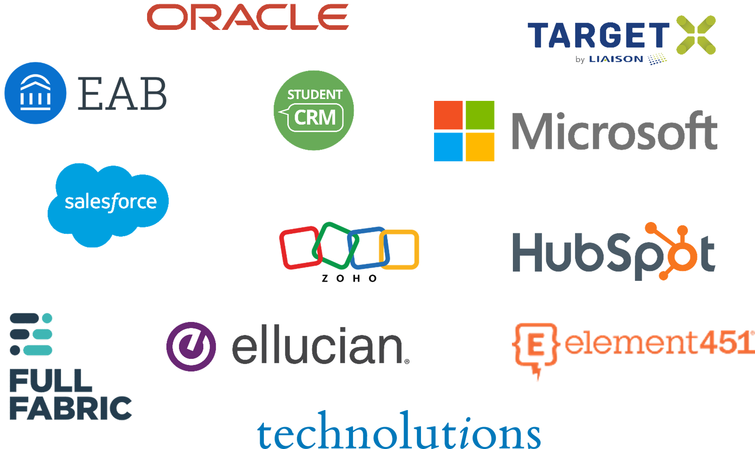 Logos of higher education CRM providers.
