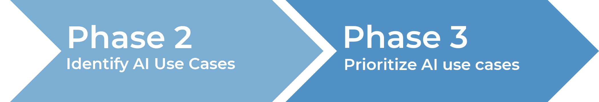 'Phase 2 - Identify AI Use Cases' and 'Phase 3 - Prioritize AI use cases'.