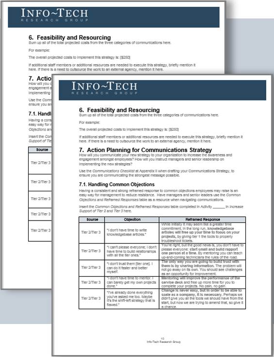 Sample of Info-Tech's 'Pilot Project Plan'