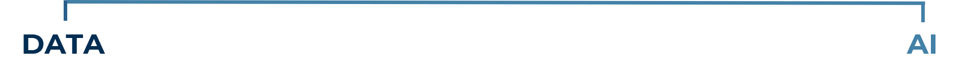 Branching from the center to the outer two columns with 'Data' on the left and 'AI' on the right.