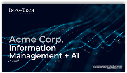 Sample of the key deliverable, 'Leverage AI for Information Management C-Suite Presentation Template'.