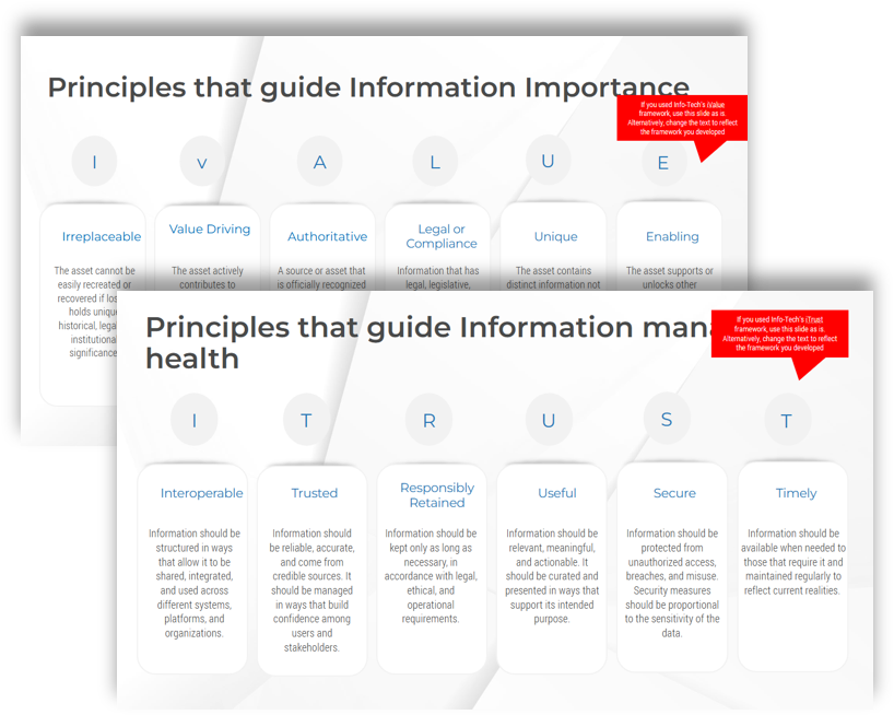 Sample of the 'Information Management Principles' deliverable.