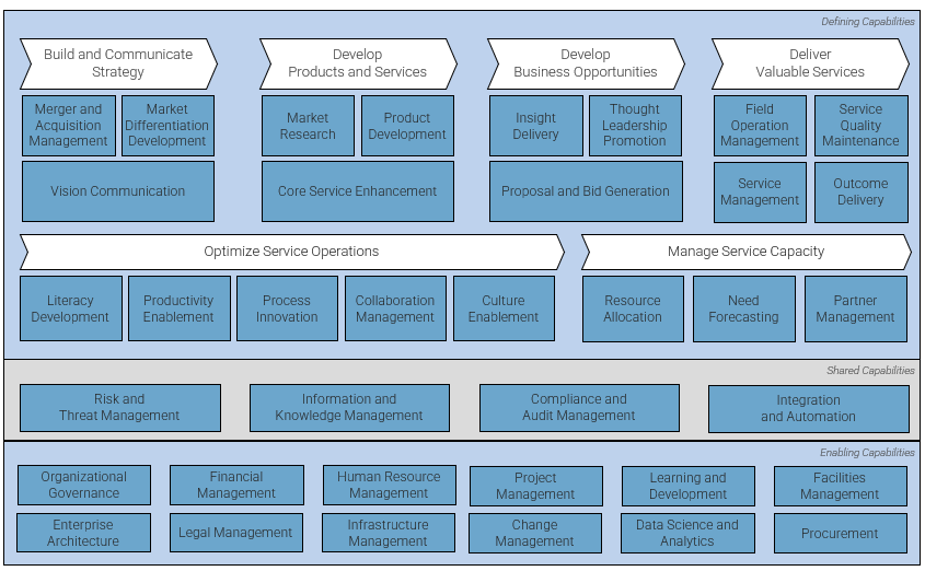 Professional services business capability maps