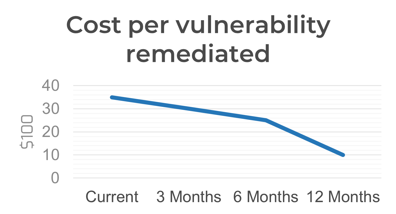 Graph titled 'Cost per vulnerability remediated'.