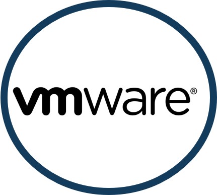 Logo for VMware in a circle.