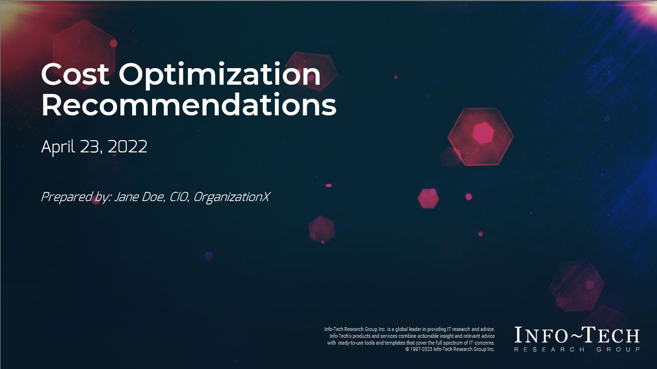 Cost Optimization Analysis Cost Optimization Recommendations