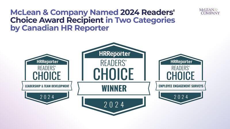 thumbnail for McLean & Company Named 2024 Winner by Canadian HR Reporter in Two Readers' Choice Awards Categories