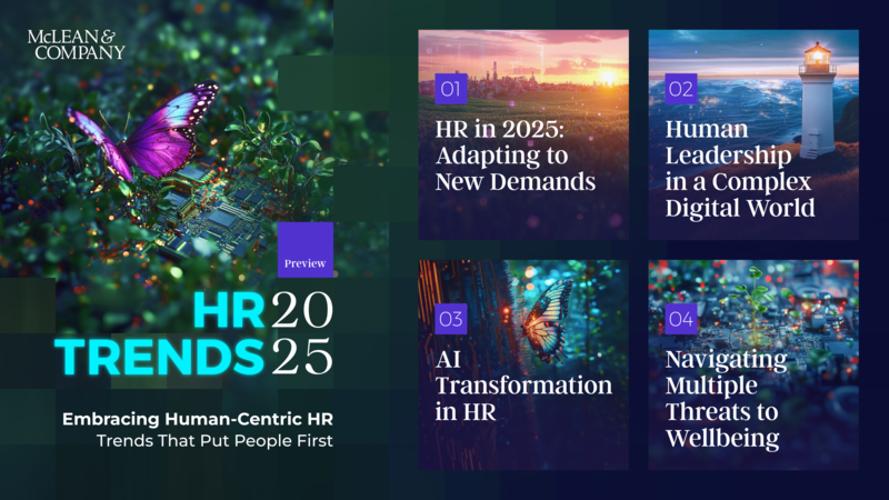 thumbnail for McLean & Company Reveals Early Key Insights Into HR Trends for 2025, Calls on HR to Focus on Technology, Leadership Development, and Retention in a Changing Climate