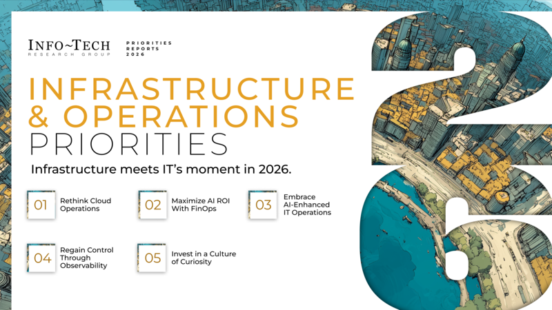 thumbnail for Infrastructure and Operations Priorities 2026: Rising Risk and Complexity Push I&O Leaders to Rebuild Operational Control, Says Info-Tech Research Group 