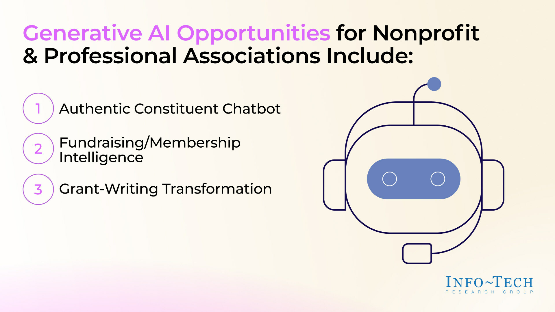 thumbnail for Redefining Nonprofit and Professional Associations With AI: Info-Tech Research Group Launches Generative AI Use Case Library for Industry's IT Leaders