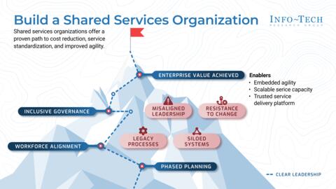 Thought model representing Build a Public Sector Shared Services Organization Phases 1-5