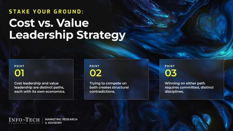 Thought model representing Stake Your Ground: Cost vs. Value Leadership Strategy